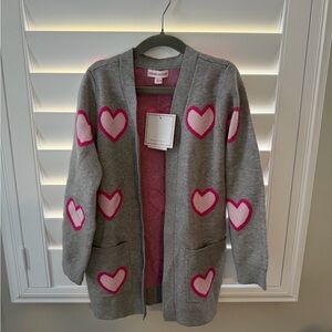 Valentines Day Girls Cardigan with Pink Hearts